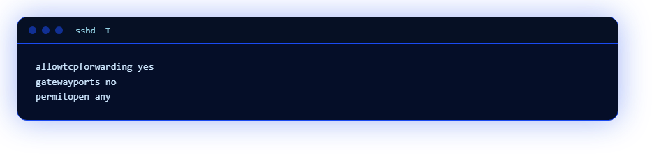 sshd forwarding settings: allowtcpforwarding, gatewayports, permitopen
