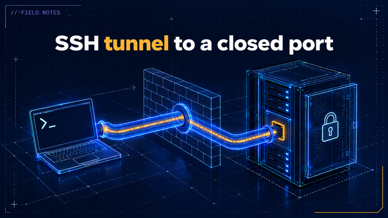 Article cover: an SSH tunnel to a closed server port