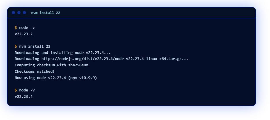 nvm install 22